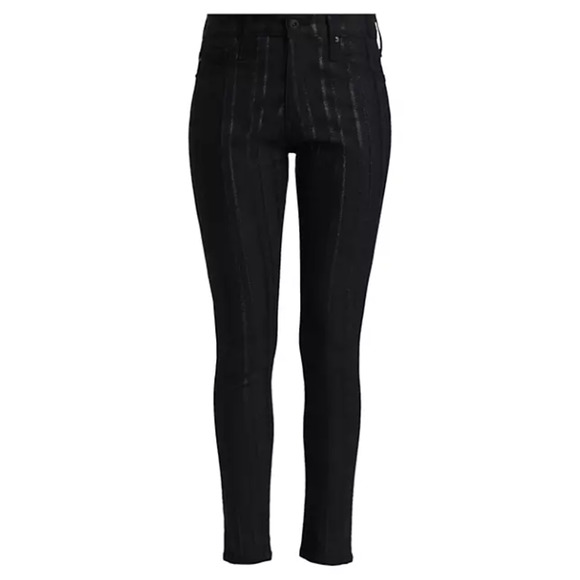 NWT AG Jeans The Farrah Skinny Ankle Metallic Stripe Jean Gunmetal Women Size 26 - Picture 7 of 8